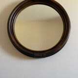 Round rattan mirror