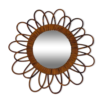 Rattan flower mirror 1970'