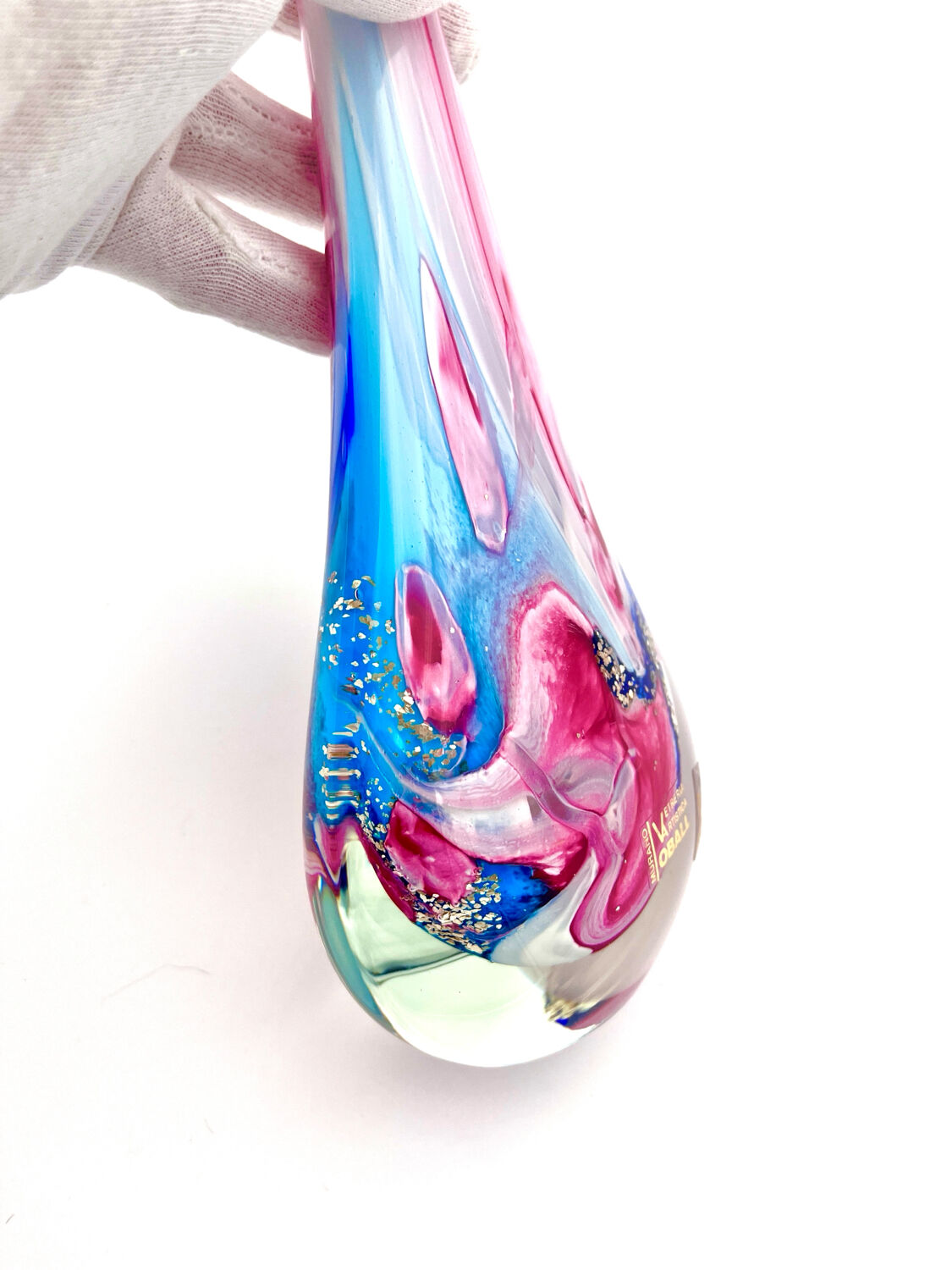 Murano Vase Goutte OBALL - Double Labels - 24k Gold - H30cm - New