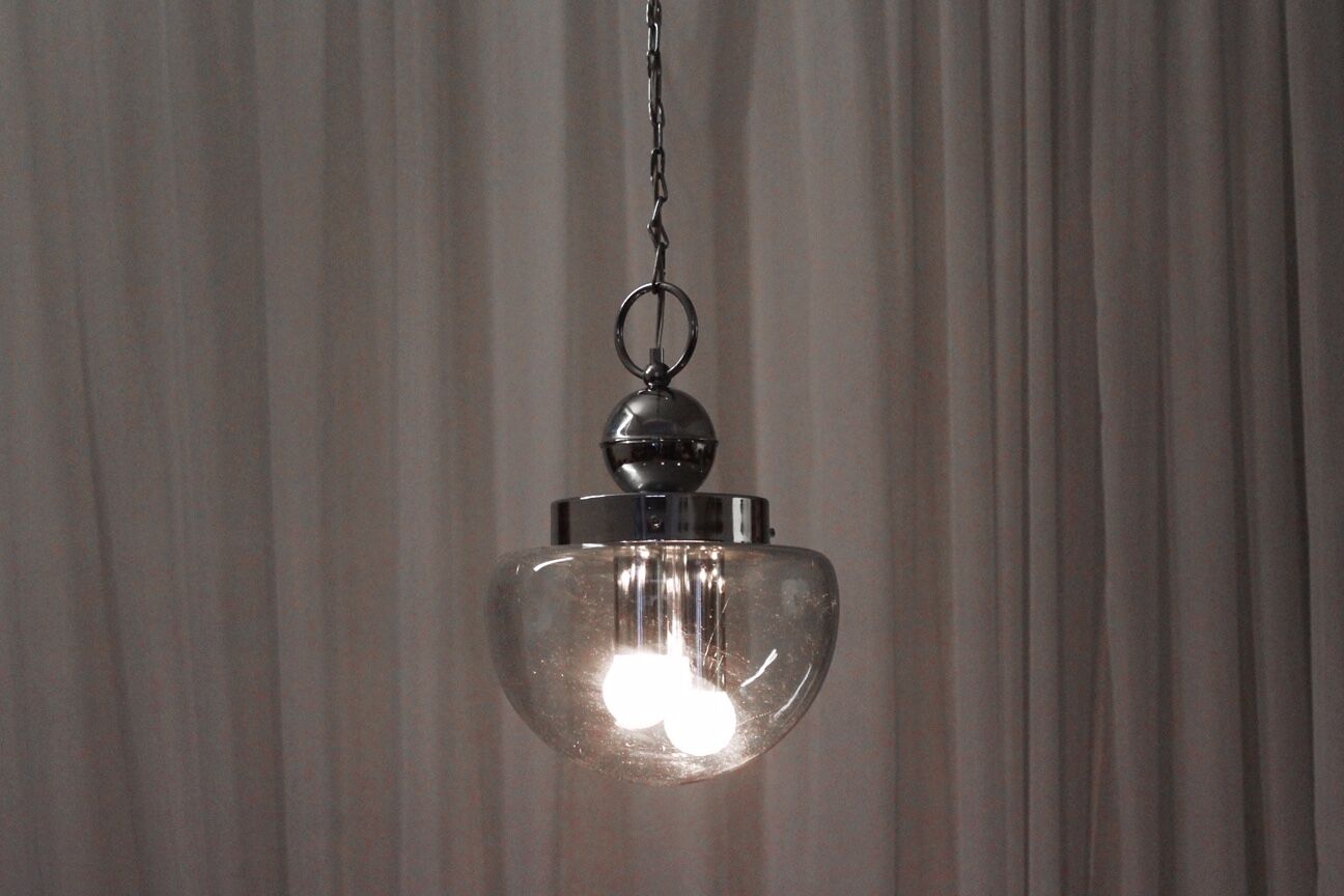 Vintage chrome hanging lamp, 1970s