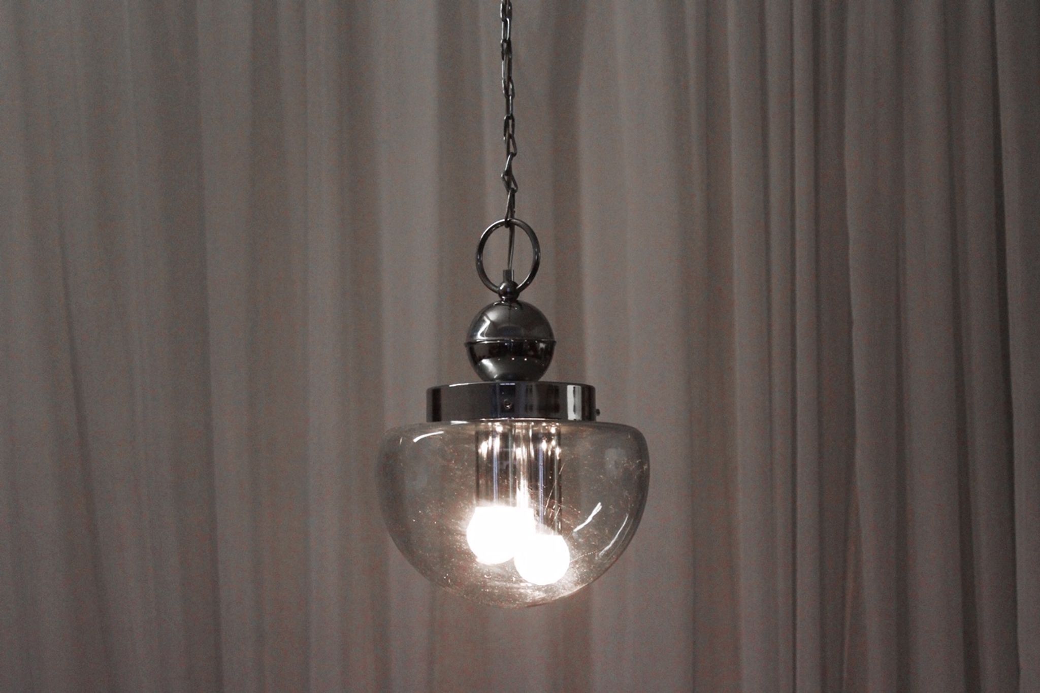 Vintage chrome hanging lamp, 1970s