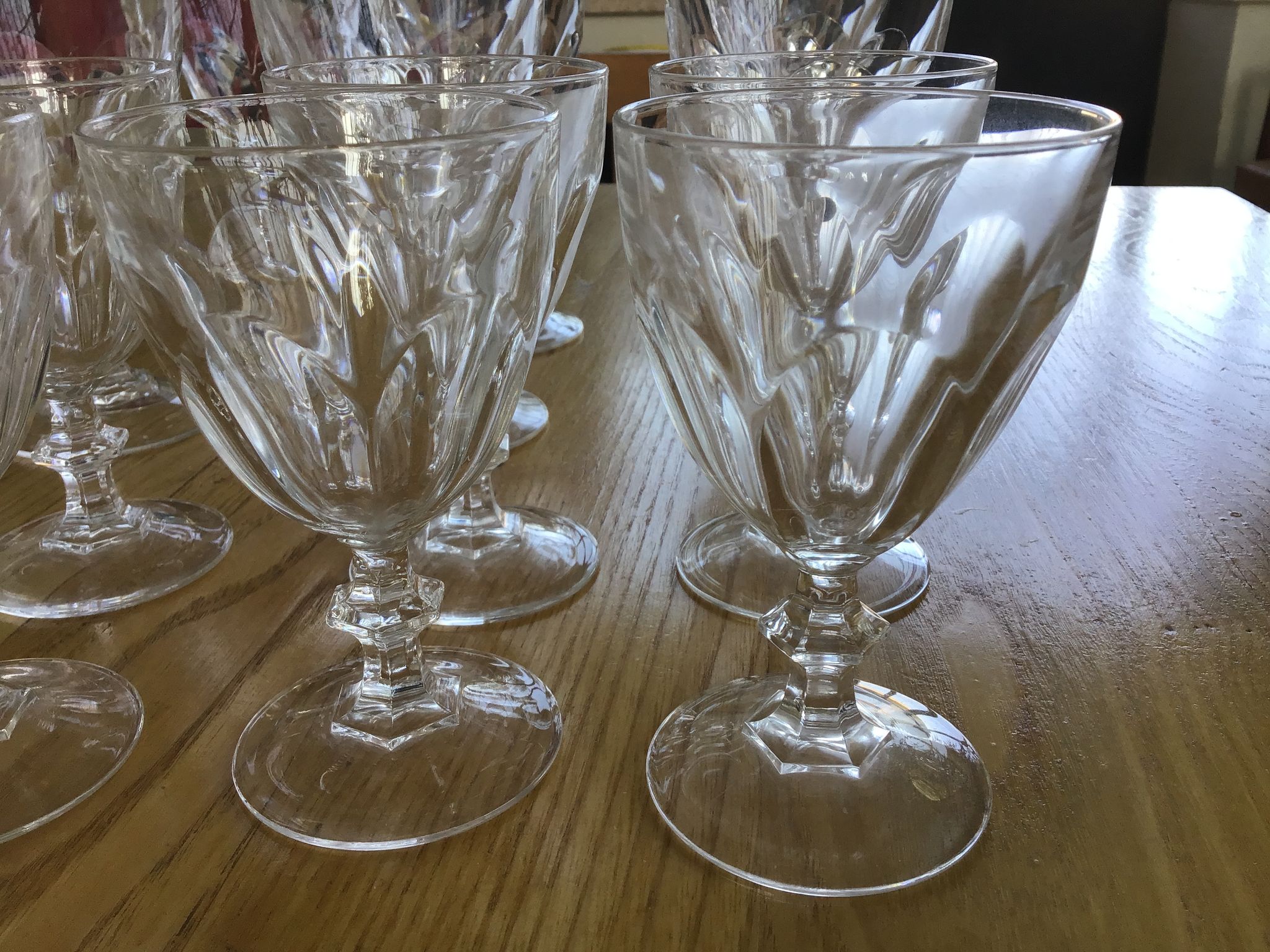 Set 6 wine glasses, 6 water glasses and 6 crystal shot glasses