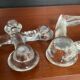 A pair of vintage moulded glass candlesticks.