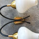 Pair vintage sconces, brass, steel and opaline 1950