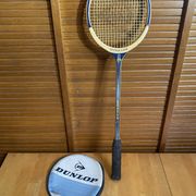 Vintage dunlop badminton racket wood + sports cover #e240