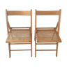 Paire de chaises pliantes cannage vintage années 70