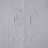 Old white sheet monogrammed E.P embroidered cotton