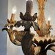 Lustre style Hollywood Regency années 70 bois sculpté