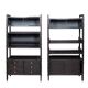 Striking 20thc italian ebonised etageres with open back & storage c.1970