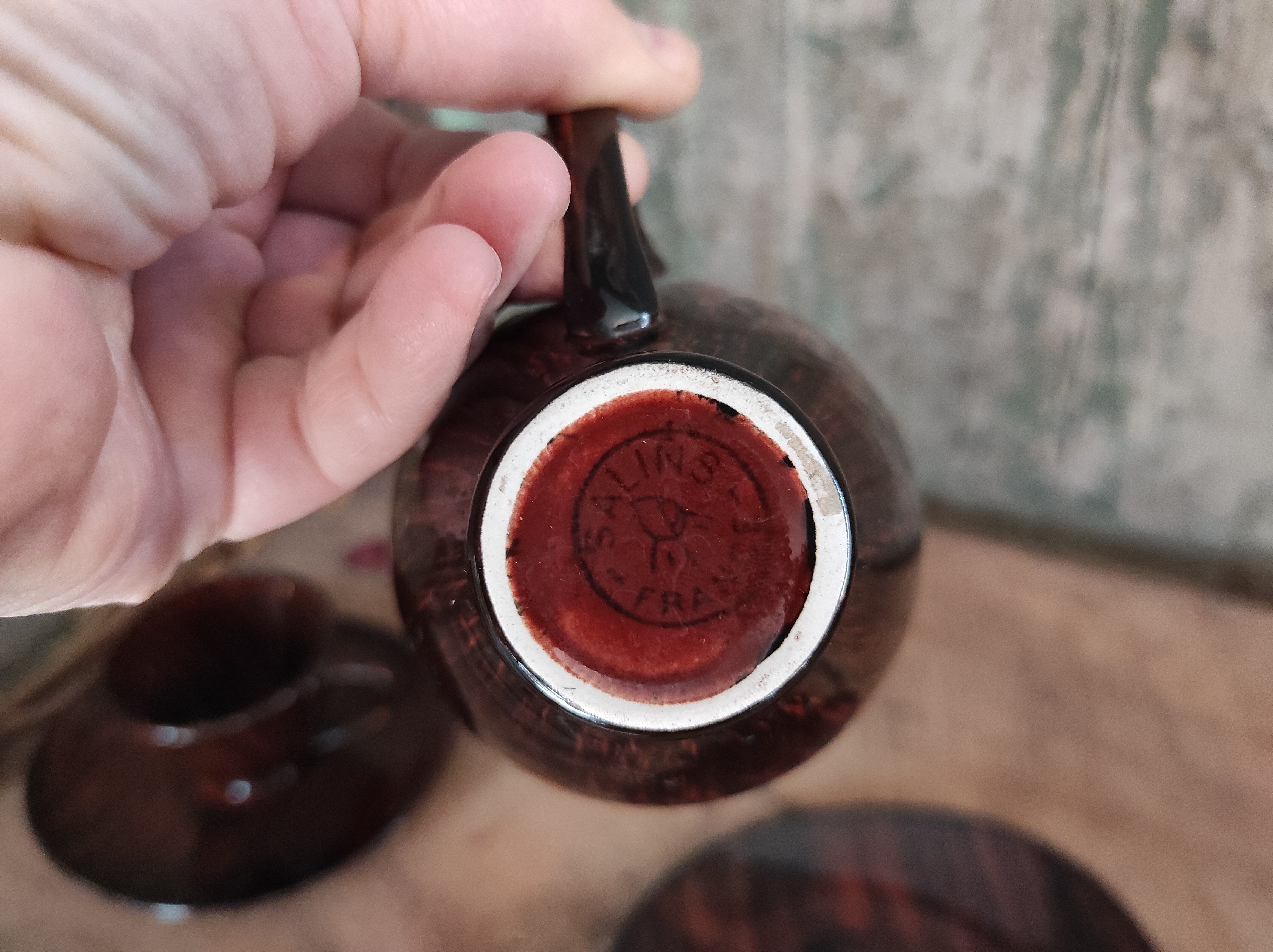 Mid Century French coffee set for 4, faïence Salins, model Bahamas