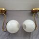 Pair of brass and glass wall lights
