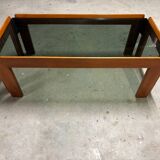Afra and Tobia Scarpa wood and smoked glass coffee table