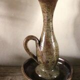 Vintage pyrite cave rat stoneware candlestick
