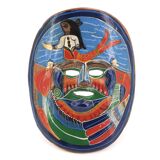 Colorful terracotta mask from Mexico, 1970s