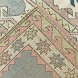 4x7 Vintage Oushak Area Rug, Beige & Grey Turkish Pattern Rug, 128x206 Cm