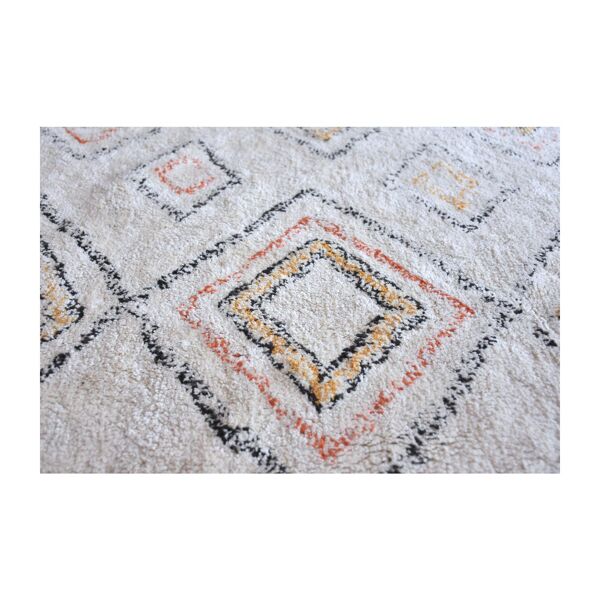 Tapis berbere 160x230 cm blanc motifs colorés