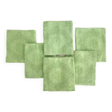 Set of 6 damask napkins, monogrammed MR - Métis - lime green