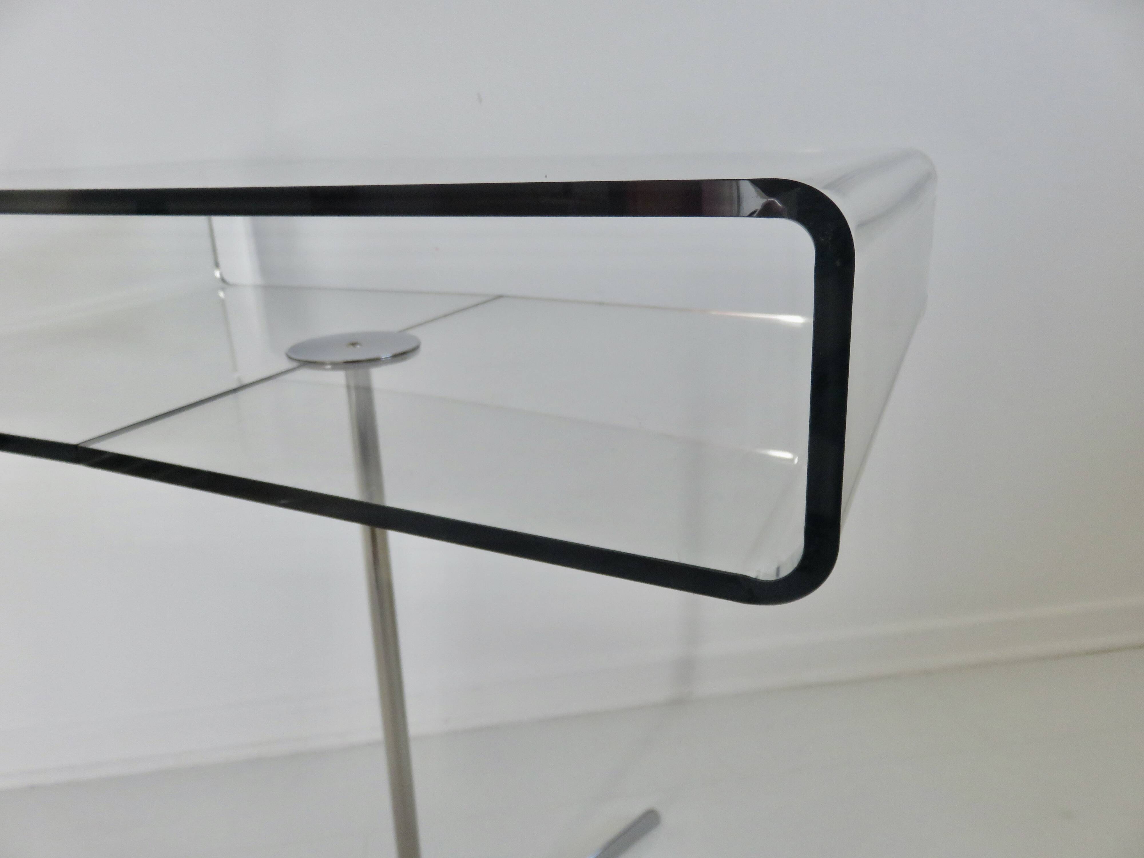 Table, side table, Roche Bobois in plexiglass and chrome metal from the 1980s.