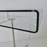 Table, side table, Roche Bobois in plexiglass and chrome metal from the 1980s.