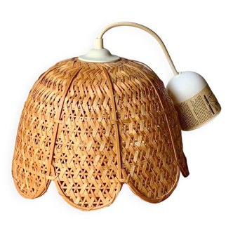 Vintage flower shaped wicker pendant light