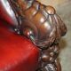 Canapé Chesterfield victorien en cuir avec têtes de lion sculptées