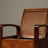 Mid-century architectural teak lounge chair with cane seat, 1950s