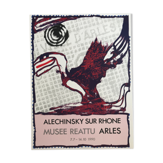 Original lithographic poster of Pierre ALECHINSKY, Alechinsky sur Rhône, 1990