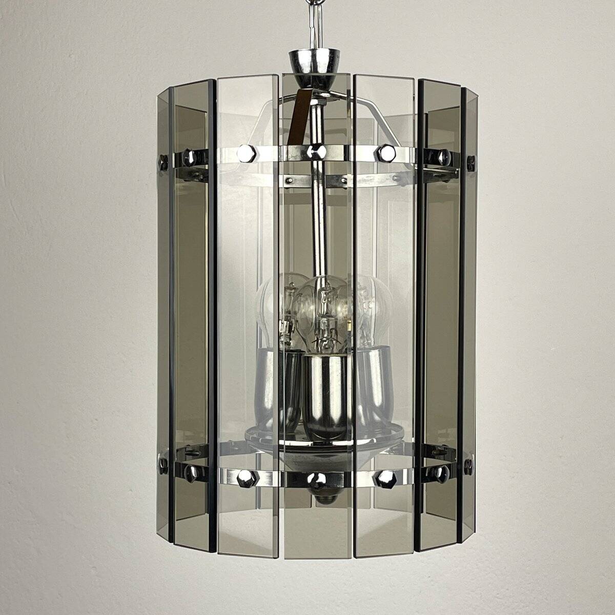 Suspension en verre artistique fumé du milieu du siècle par Veca, Italie, années 1970