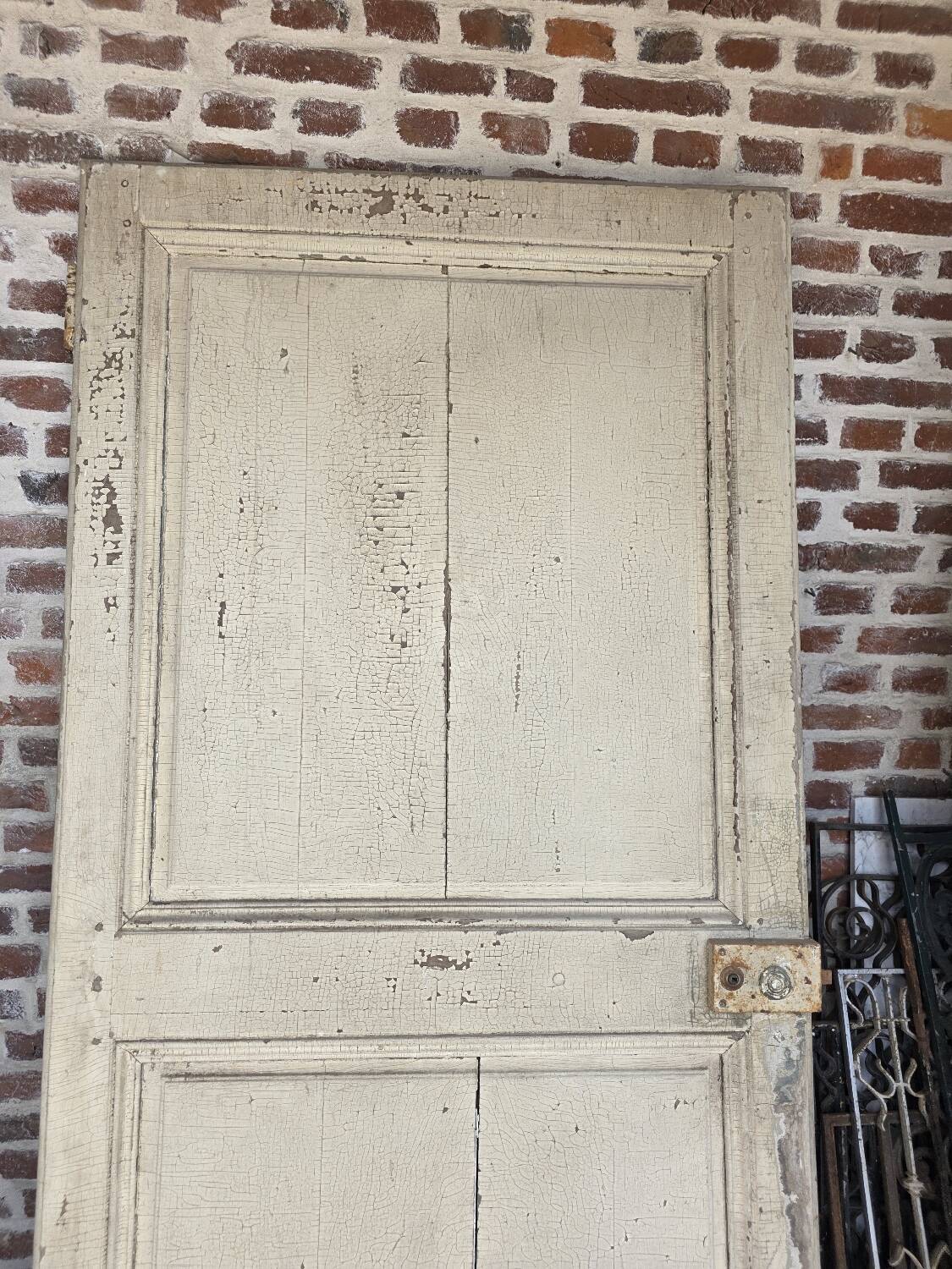 19th century partition door in double-sided solid oak