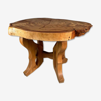 Table d'arbre en bois de loupe Wabi Sabi