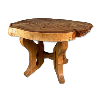 Table d'arbre en bois de loupe Wabi Sabi