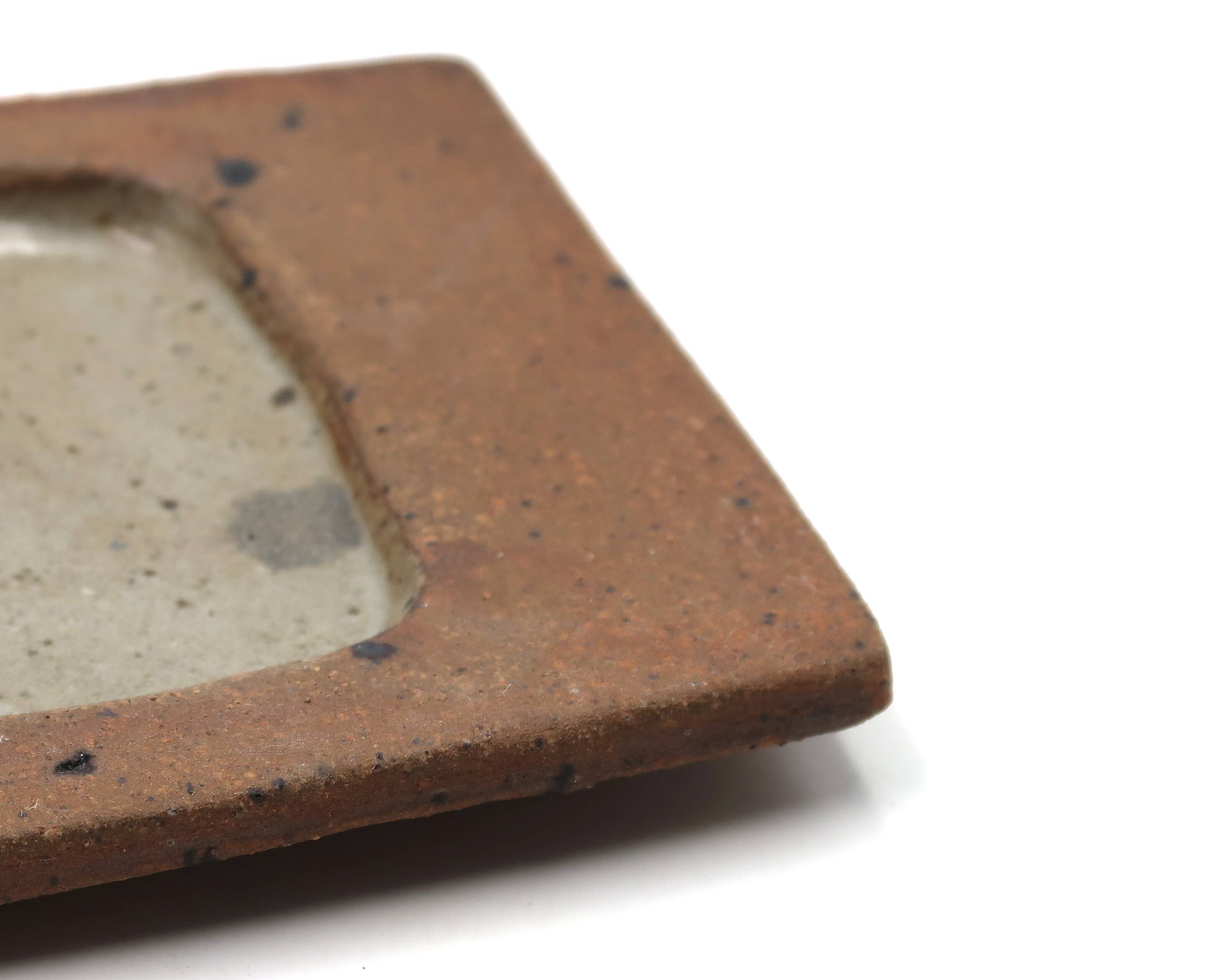 Rectangular dish in stoneware by Gustave Tiffoche, 1960s ceramics.