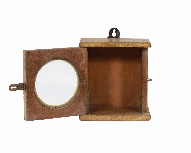 Small old wall display case clock box patina original india