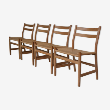 Ensemble de quatre chaises de corde de rotin conçues par Søren Holst pour Fredericia, années 1980