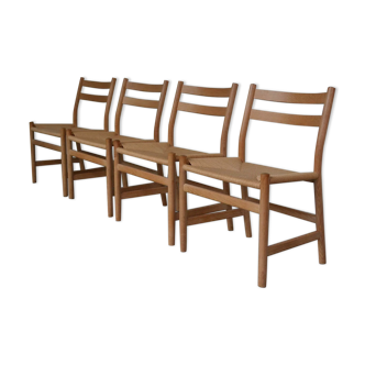 Set of four rope of rattan chairs designed by Søren Holst for Fredericia, 1980s