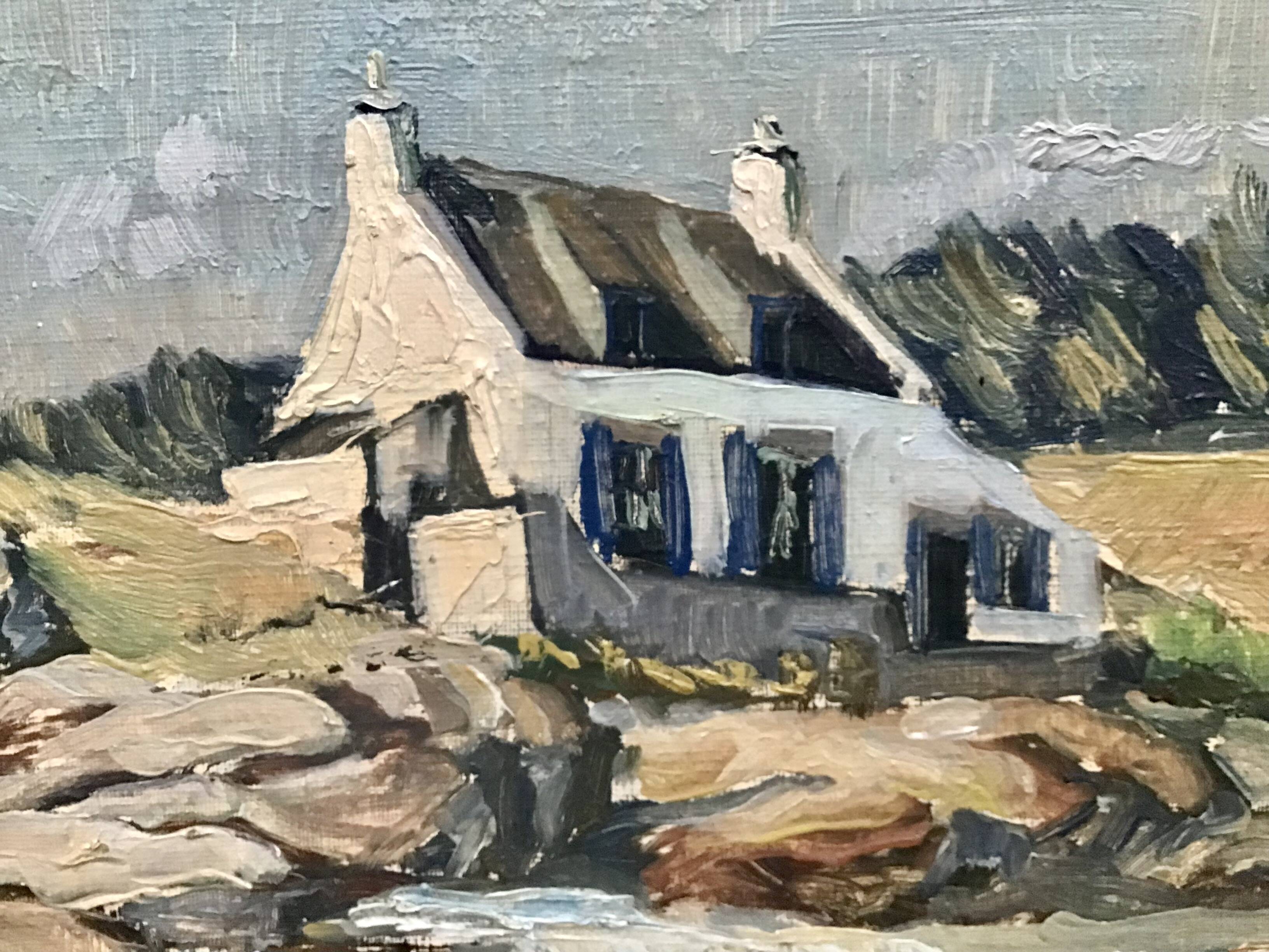 Fisherman's house in Brittany Oil on panel hand signed