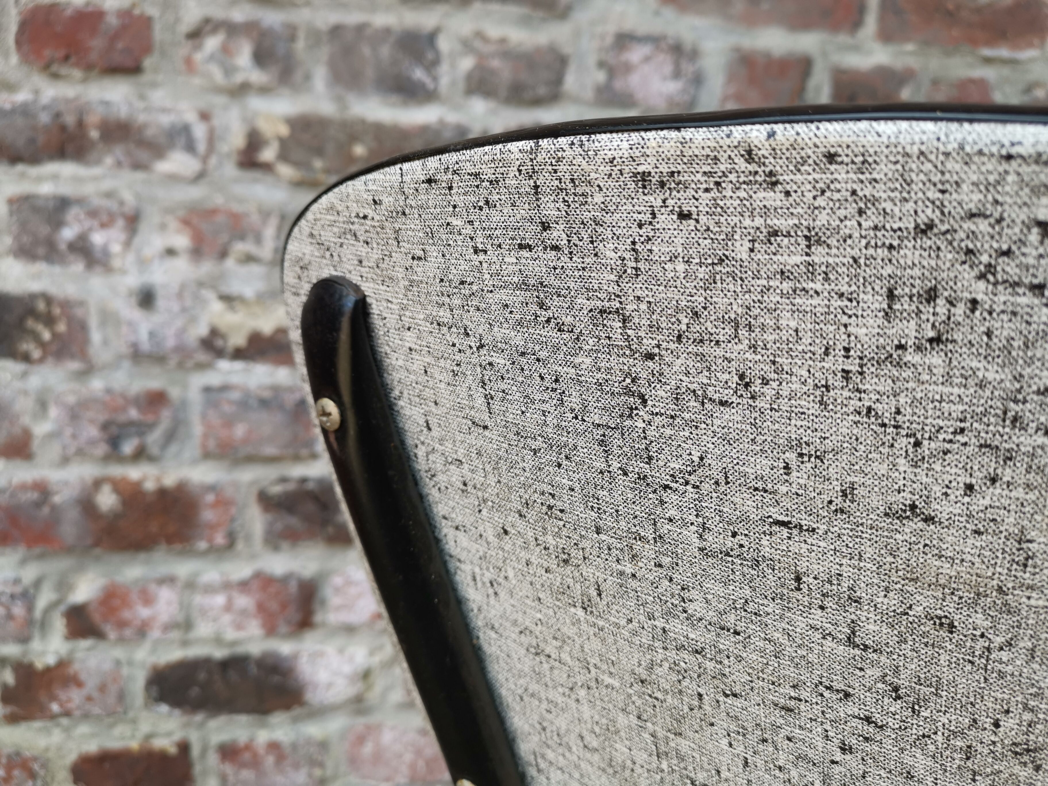 Pair of metal chairs vinyl red and white speckled black, Cimca brand