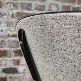 Pair of metal chairs vinyl red and white speckled black, Cimca brand