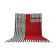 Tapis artisanal rouge et à rayures blanches et noires