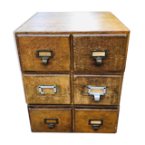 3 Casiers industriels à deux tiroirs en bois