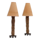 Pair of 1970s Italian decorative table lamps raphia & parchment