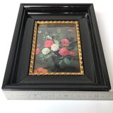 Tableau bouquet de fleur de Van Es en emaux plaque Helca