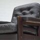 1970s, Danish armchair, brown furniture leather, oak wood.