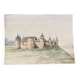 Double-sided watercolor castle landscape