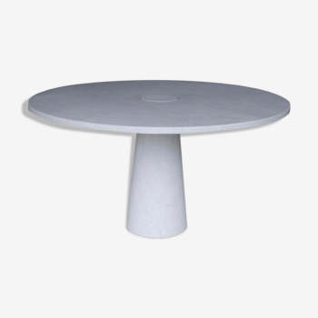 Eros round dining table in white Carrara marble, Italy, 70s in