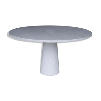 Eros round dining table in white Carrara marble, Italy, 70s in