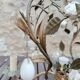 Italian cage chandelier decorated with ceramic roses and glass paste pendants