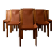 Wood Leather Dining Chairs Luigi Gorgoni Roche Bobois, 1970s, Set of 7