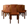 Wood Leather Dining Chairs Luigi Gorgoni Roche Bobois, 1970s, Set of 7