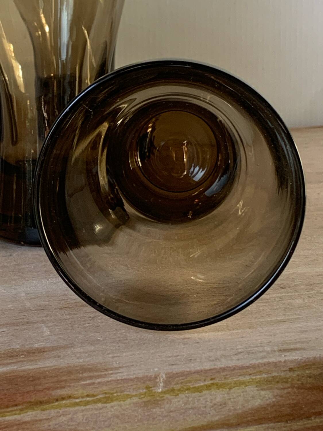 Six large smoked blown glasses 1970